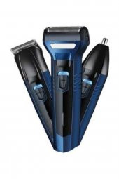Turbo 3lü Set Saç Sakal Kesme Traş Makinesi Burun Kılı Alma 3in1 Pro Model Erkek Bakım Seti - 1