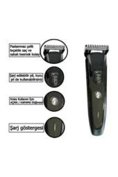 Hk-550 Matri-x Profesyonel Şarjlı Saç Sakal Kesme Tıraş Traş Makinesi Seti thumbnail 4