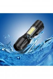 Ultra Çift Yönlü Güçlü Pilli Led El Feneri 2000 Lumen 6w Cob Led Su Geçirmez Zoomlu 3 Modlu - 2