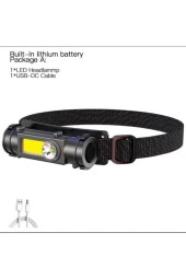 Taşınabilir Mini Far Xpe + Cob Led Far Usb Şarj Edilebilir Kafa Lambası Kullanımı 18650 Pil Kamp - 3