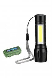 Usb Şarjlı Mini El Feneri 2mod +yan Led 3w Çakarlı Q5 Alüminyum Kutulu Pt-4140 - 1