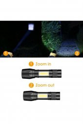 Usb Şarjlı Mini El Feneri 2mod +yan Led 3w Çakarlı Q5 Alüminyum Kutulu Pt-4140 - 2