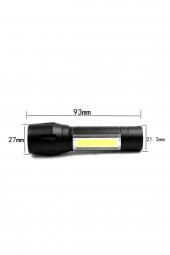 Usb Şarjlı Mini El Feneri 2mod +yan Led 3w Çakarlı Q5 Alüminyum Kutulu Pt-4140 - 4
