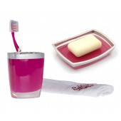 ZBOSP-C32 SABUNLUK DİŞ FİRÇALİK 2 Lİ BANYO SETİGRİ PEMBE POLİRESİN - 1