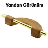 Carmen Çekmece Mutfak Kapak Dolap Kulpu Kulbu (96 MM-9.6 CM) Gold Açık Ceviz Sert Plastik Kulp thumbnail 5