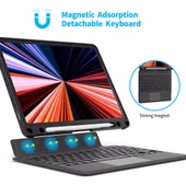 iPad Air 10.9 2022 5.Nesil Fuchsia Touch Pad Klavyeli Standlı Kılıf - 3
