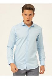 SÜVARİ Klasik Yaka Armürlü Mavi - Buz Erkek Gömlek thumbnail 1