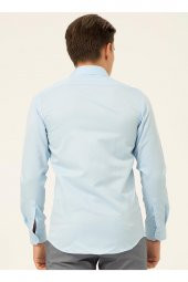 SÜVARİ Klasik Yaka Armürlü Mavi - Buz Erkek Gömlek thumbnail 4