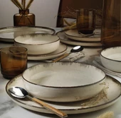 Kütahya Porselen Moderna 24 Parça Yemek Takımı Pearl P02 Tarçın thumbnail 1