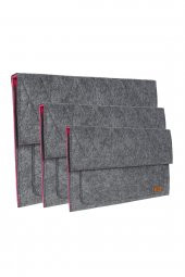 Yaratıcı Tasarım Keçe Ultrabook Kılıfı Antrasit-Pembe Apple Samsung Asus  Lenovo Tüm Markalara uyumlu thumbnail 3