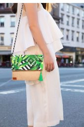 Ju Yaratıcı Tasarım  Kadın Portföy & Clutch & 0muz Çantası Yeşil Beyaz thumbnail 2