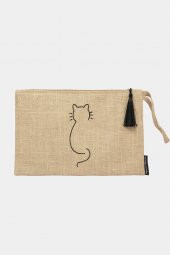 Ju Yaratıcı Tasarım Hasır Kadın Portföy & Clutch Çanta Kedi thumbnail 2