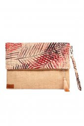 Ju Yaratıcı Tasarım  Kadın Portföy & Clutch & 0muz Çantası  Bej  Bordo - 3
