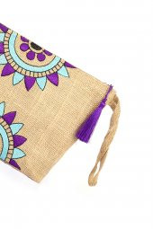 Ju Yaratıcı Tasarım Hasır Kadın Portföy & Clutch Üçgen Çanta Mor thumbnail 4