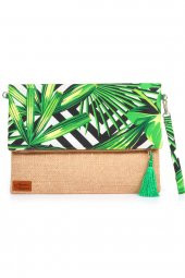 Ju Yaratıcı Tasarım  Kadın Portföy & Clutch & 0muz Çantası Yeşil Beyaz thumbnail 3