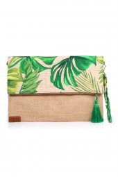 Ju Yaratıcı Tasarım  Kadın Portföy & Clutch & 0muz Çantası Yeşil Bej thumbnail 3