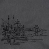Bez Omuz Çantası Nakışlı Ortaköy Antrasit - 3