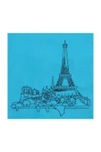 Bez Omuz Çantası Nakışlı Eyfel Kulesi Turkuaz thumbnail 3
