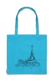 Bez Omuz Çantası Nakışlı Eyfel Kulesi Turkuaz thumbnail 1