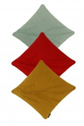 YARATICI TASARIM Yastık Kırlent Kılıfı Kendinden Desenli Yarık Hardal thumbnail 4