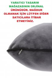 Yaratıcı Tasarım Biyeli Kırlent Yastık Kılıfı Antrasit Rengi 50X30 - 2