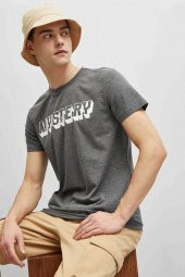 KOTON Erkek T-shirt Antrasit thumbnail 1