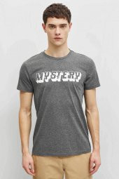 KOTON Erkek T-shirt Antrasit thumbnail 2