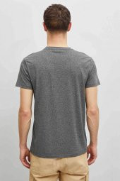 KOTON Erkek T-shirt Antrasit thumbnail 3