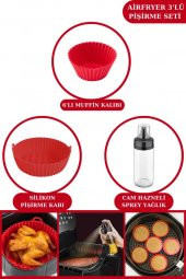 Silicolife Airfryer Pişirme Kabı, 6’lı Muffin Kek Kalıbı ve Sprey Cam Yağlık- Tüm Fritözlerle Uyumlu - 1
