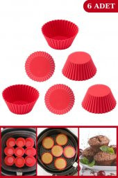 Silicolife Airfryer Pişirme Kabı, 6’lı Muffin Kek Kalıbı ve Sprey Cam Yağlık- Tüm Fritözlerle Uyumlu - 2