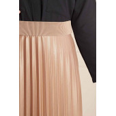 Deri Görünümlü Pliseli Etek Özel Gün Parlak Etek Tesettür Etek - 9