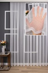 Modern Karlı  Örme Düz Tül Perde,  100x270, Seyrek Pile, 1/2 - 1