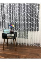 Yıldız Desen Tül Perde,  100x270, Seyrek Pile, 1/2 - 1