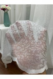 Spor Desen Dantel Tül Perde,  100x200, Seyrek Pile, 1/2 - 1