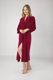 Yaka Jakarlı Niki Kadife Bambu Cotton Bayan Sabahlık thumbnail 1