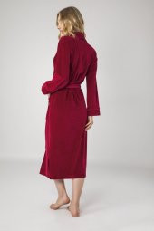 Yaka Jakarlı Niki Kadife Bambu Cotton Bayan Sabahlık thumbnail 2