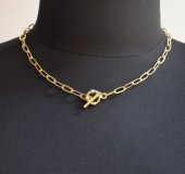Kadın T Kilit Gold Renk Ataç Kolye - 1