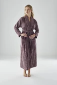 Eteği Jakarlı Niki Kadife Bambu Cotton Bayan Sabahlık - 1