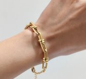 Gold Kaplama 2'li Tiffany Blanca Model Kalın Zincir Kolye ve Bileklik Seti - 2