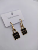 Gold Renk Good Luck Çelik Küpe - 2