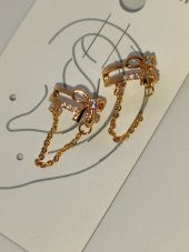 Rose Gold Taşlı Zincirli 2'li Kıkırdak Küpe 104 - 2