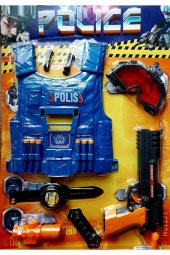 Can Yelekli Polis Seti 14 Parça Oyuncak Koruma Gözlüğü Nerf Mermili Saat Dürbün - 1