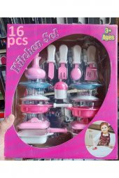 Mutfak Kutulu Set 16 Parça Oyuncak Tava Tencere Çatal Bıcak Tuzluk Tabak Yağlık - 1