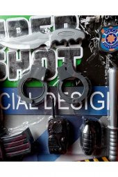 Polis Set 10 Parça Bordo Bereli Oyuncak Tüfek Kelepçe Telsiz Bomba Matara Dürbün Pusula - 2