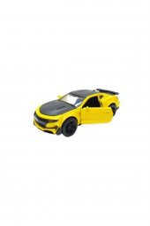 12 Cm Çek Bırak Oyuncak Metal Araba Kapıları Açılır Chevrolet Camaro ZL1 Sarı - 2