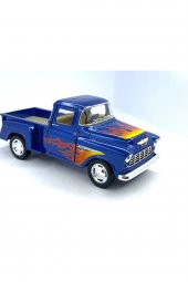 1955 Chevy Stepside Pick-up (alev Desenli)-çek Bırak 5inch. Lisanslı Model Araba, Oyuncak Araba 1:32 - 2