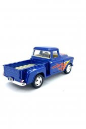 1955 Chevy Stepside Pick-up (alev Desenli)-çek Bırak 5inch. Lisanslı Model Araba, Oyuncak Araba 1:32 - 3