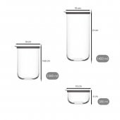 Lav duo saklama kabı 12 li - cam kavanoz erzak saklama kabı seti takımı gri 3 boy thumbnail 3