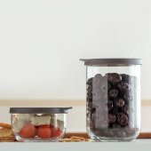Lav duo saklama kabı 12 li - cam kavanoz erzak saklama kabı seti takımı gri 3 boy thumbnail 4