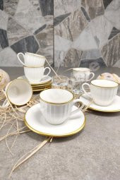 Digithome İpek Efes 6'lı Porselen Kahve Fincan Takımı Yaldızlı Krem - IPF132MA C320.045 thumbnail 3
